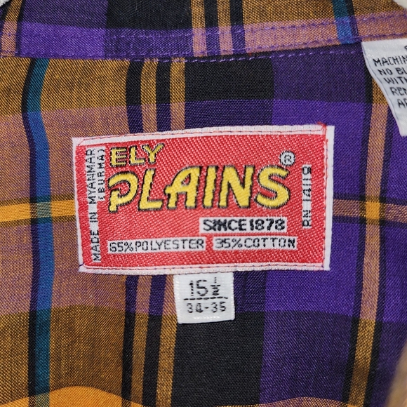 Vintage Ely Plains Purple & Gold Western Pearl-Snap Button Down Shirt - Picture 10 of 10